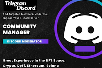 be your crypto telegram, discord, twitter, community moderator, and manager