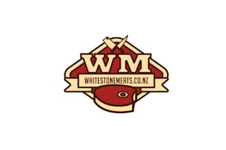 design unique excellent white stone meats logo