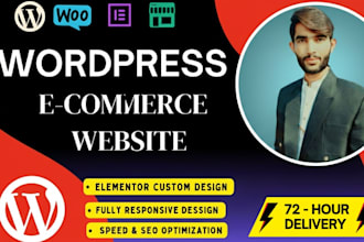 a professional woo commerce store, wordpress website with elementor design