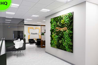 design interior, office, restaurant, gymnasium, rooftop with 3d render