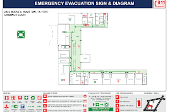 design fire evacuation diagram, emergency and egress plan