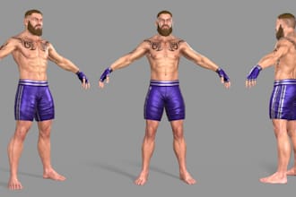 be 3d modeler, rigger, animator, realistic 3d human model,rig3d for ue5,2d to 3d