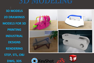 do 3d modeling and 2d drawing in solidworks and keyshot