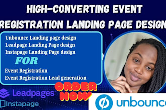 design conversion event registration landing page in unbounce instapage leadpage