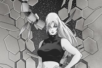 draw black and white manga illustration