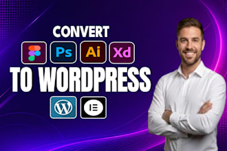 convert figma to wordpress, figma to elementor, or PSD, xd, ai to wordpress