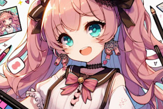 draw cute anime art style character design vtuber illustration giftuber pngtuber