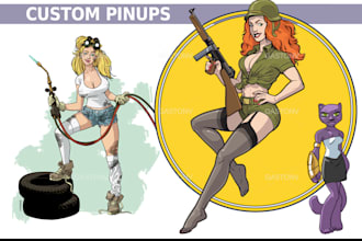 draw custom pinup girls , fanart , character illustration