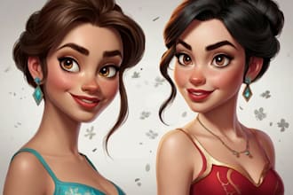 draw disney cartoon character logo and friendship portrait