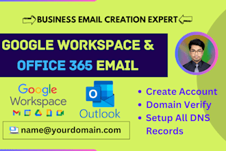 setup google workspace or microsoft 365 email in 1 hour