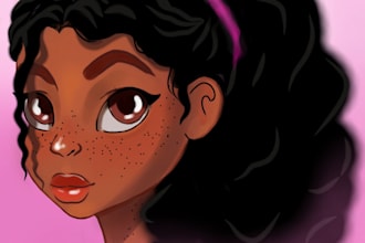 do cute, colourful stylized disney style portraits