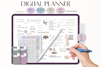 design custom digital hyperlink planner journal for etsy shop or commercial use