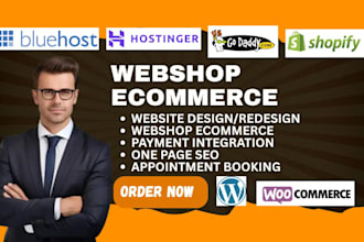design hostinger website, webstore, webshop ecommerce godaddy squarespace wix
