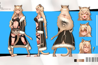 draw character sheet your oc or reference for vtuber model