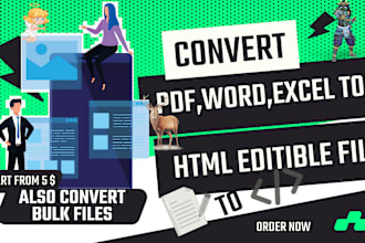 convert text documents to HTML and also PDF, word, excel