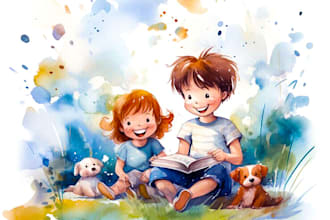 watercolor children book illustration