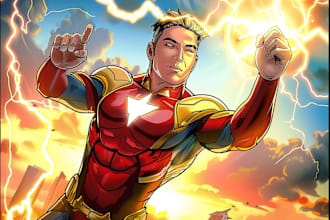 draw you as a superhero character and cartoon portrait