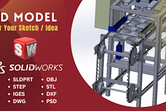 design 3d cad models step obj stl dxf dwg using solidworks