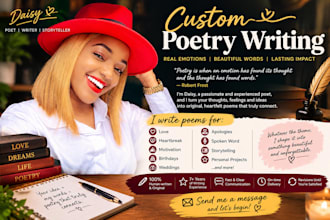 write creative poetry, poems, sonnets and spoken word of any type