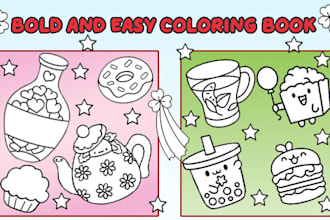 design geometric floral bold and easy coloring pages for KDP