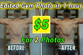 edit bodybuilder, fitness, gym, sports photos in 1 hour
