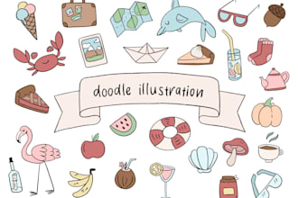 create minimalist hand drawn doodle illustrations