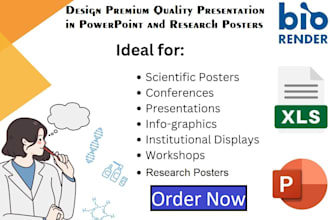 design presentations, infographics, and research posters