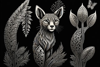 create artistic linocut illustration in my style