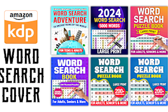 do word search sudoku crossword maze puzzle book cover for amazon kdp