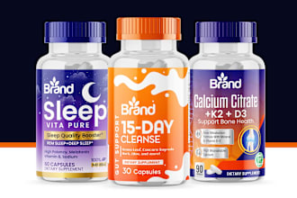 design product label, supplement label with product packaging design