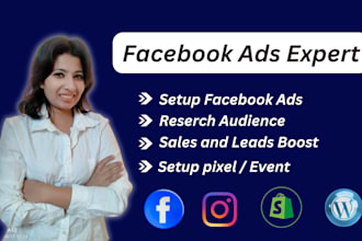 setup facebook ads campaign for leads sales and traffic