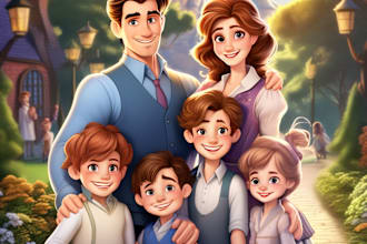 draw you family portrait in disney style
