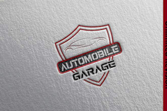 design 3d hand drawn automobile garage logo with mockup