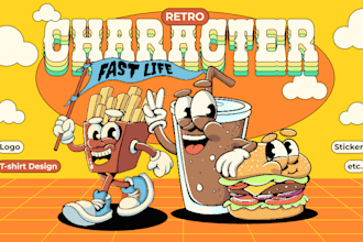 make custom retro mascot cartoon character logo illustration