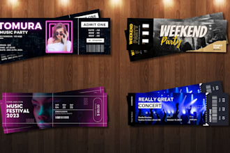 design unique ticket, party, concert, flyer, voucher, poster