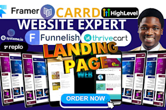 design carrd landing page design gohighlevel, thrivecart, funnelish, systeme io