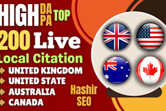 do build 200 local citations for USA, UK, canada australia
