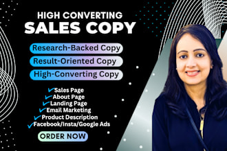 do high converting sales copywriting for sales copy and landing page copy