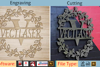 create svg and dxf file for laser cutting and engraving