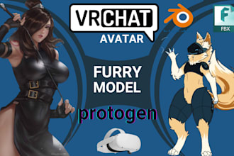 create custom vrchat avatar furry protogen with professional rigging from scrach