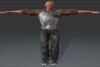 realistic 3d character for games,stylized 3d character,uv map,retopology,unity
