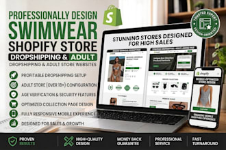 professionally design swimwear shopify store, dropshipping, adult store website