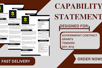 design a business capability statement for government contract, grant and tender