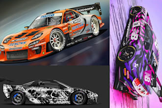 make creative racing car wrap, livery car wrap, rally car wrap, vehicle wrap