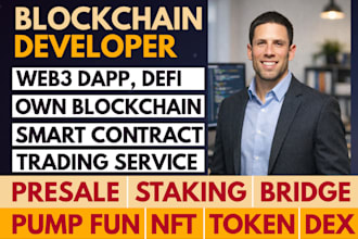 be blockchain developer for presale staking  ico nft token and  web3 crypto dapp