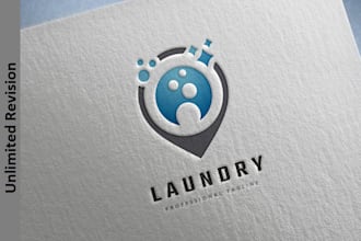 design minimal cleaning service laundry business logo