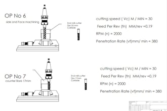 make technical drawing, machining process, fixture design