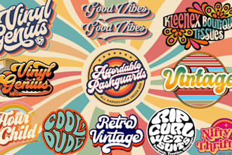 design 70s retro vintage hippie funky font  stripe typography t shirt and logo