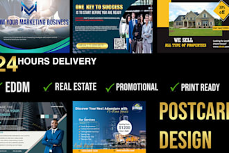 design promotional postcards, door hangers, and more
