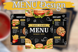restaurant menu design for bar cafe pubs club food truck
